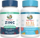 MaryRuth Organics Sink (Tart Raspberry) & Vitamin K2+D3 Kalsium Gummies (Peach Mango & Apricot) | Ren etikett prosjekt Verifisert® | Vitaminer for immunisme og felles og bein helse | Vegansk, ikke-GMO