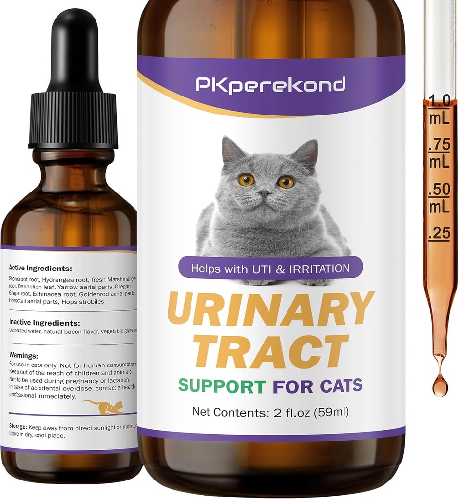 Urin Tract støtte for katter - UTI behandling for katter - Urin Tract Health, lindrer urinkrystaller, nyre og bladder støtte supplement, 2 oz CATNEW