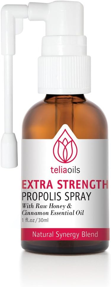 Teliaoils Propolis Spray Body's Defense Support, Soothing Cough & Sore Throat, Hjelpe munn irritasjon, forkjølelse, 100% naturlig, med Honning & kanel essensiell olje.