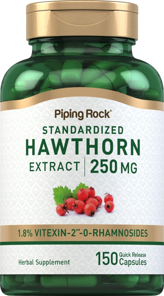 Piping Rock Hawthorn Berry Capsules | 250 mg | 150 piller | Herb ekstrakt Supplement | Ikke-GMO, Glutenfri