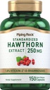 Piping Rock Hawthorn Berry Capsules | 250 mg | 150 piller | Herb ekstrakt Supplement | Ikke-GMO, Glutenfri