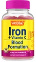 VelJa Ja Iron Gummies med vitamin C -Anemi og cellulær energi støtte, fremmer rød blodcelleformasjon - Energi og immunsystem støtte - Naturlig Grape Flavor-60 Gummies