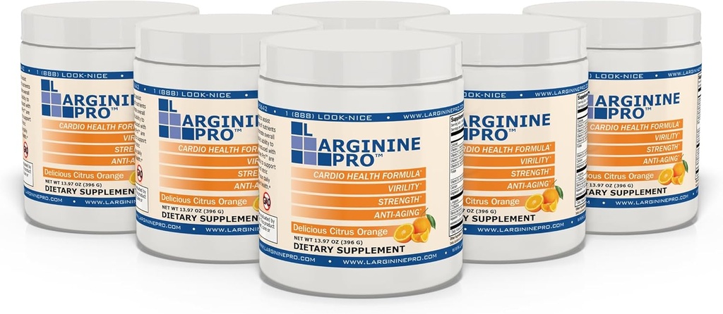 L-ARGININE PRO 5,500mg L-Arginine Plus L-Citrullin 1,100mg Orange Powder Drink Blande Supplement for økt nitrogenoksidproduksjon