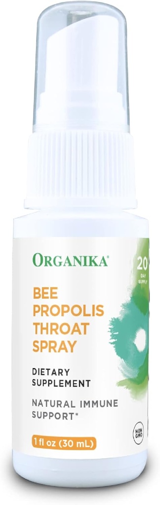Organika Bee Propolis Throat Spray – Naturlig immunstøtte og Sore Throat Relief – Glutenfri, Antioksidant Supplement - Alkoholfri væske, 1 oz