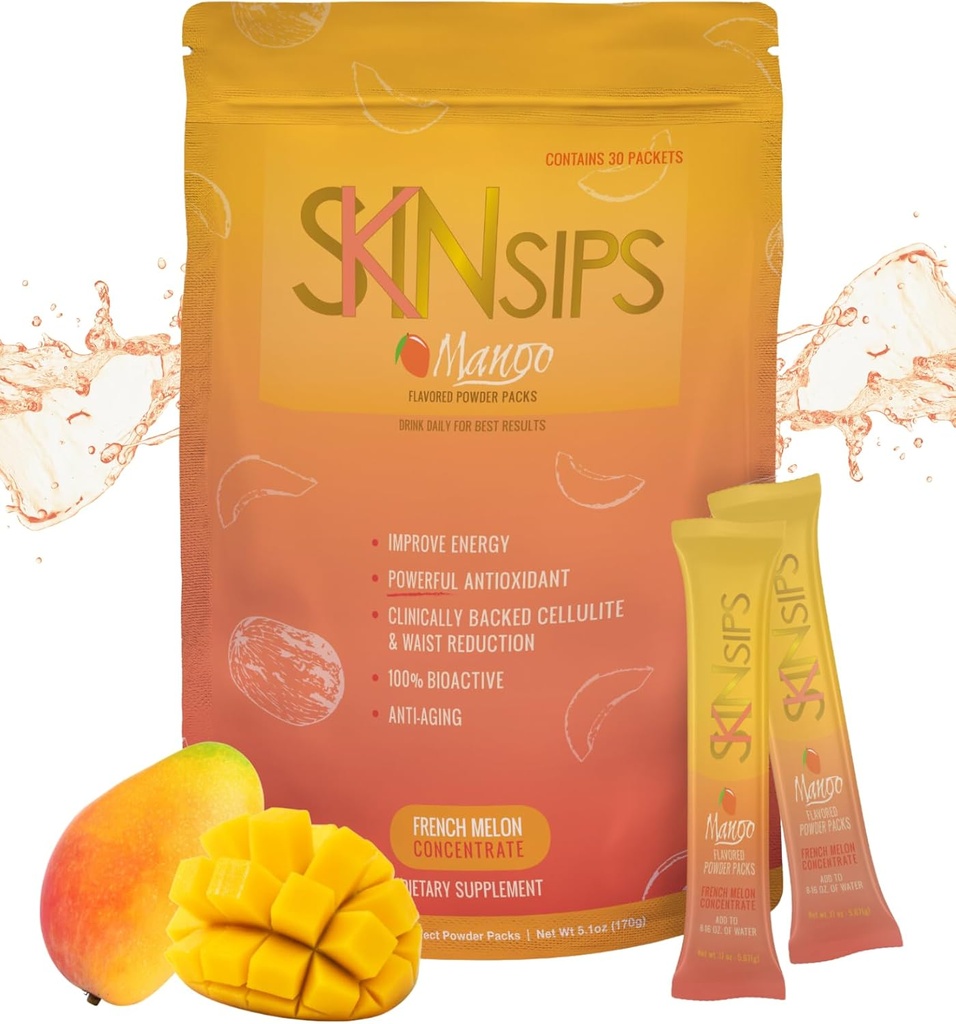 Hud Helse og energi Økt drikke Bland- sukkerfri, SOD B (TM), Antioksidanter fra fransk melon konsentrert, på Go Stick Packs, Mango, 30 Pack