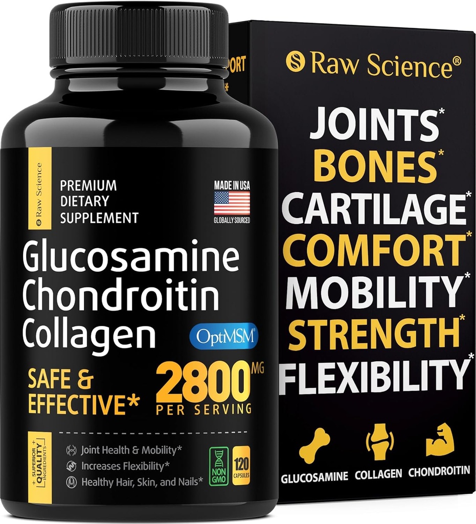 Glucosamine Chondroitin MSM Kapsler - Felles støttetilskudd for voksne, 2800 mg Triple Styrke Vitaminer: Glucosamine HCL, Chondroitin Sulfate med OptiMSM - Reduserer felles Discomfort, 120 Kapsler