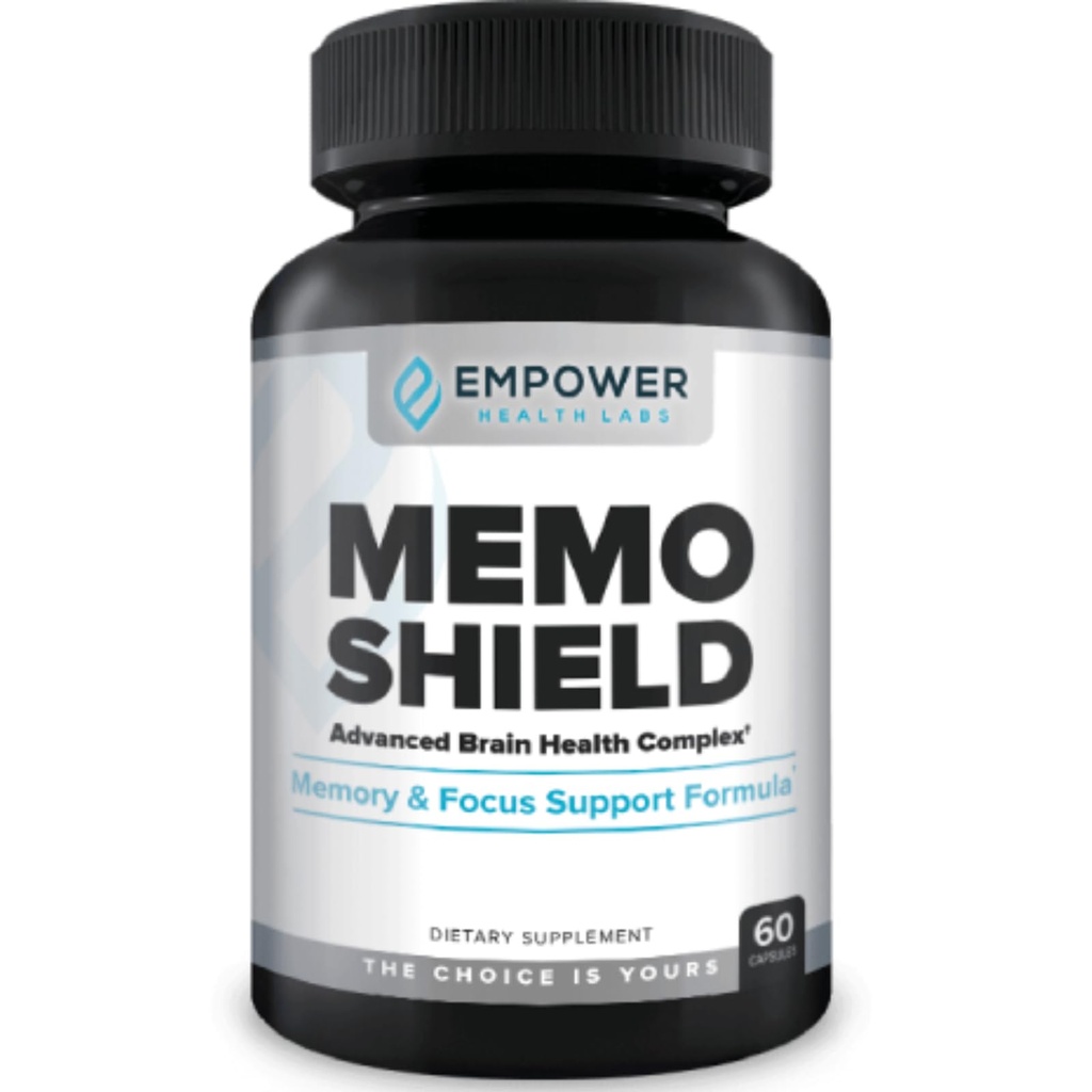 MemoShield Brain Health Supplement – Avansert minnestøtte med Lions Mane, Bacopa Monnieri og Ginkgo Biloba – Kognitiv funksjon og hjernens helseformula – 60 kapsler