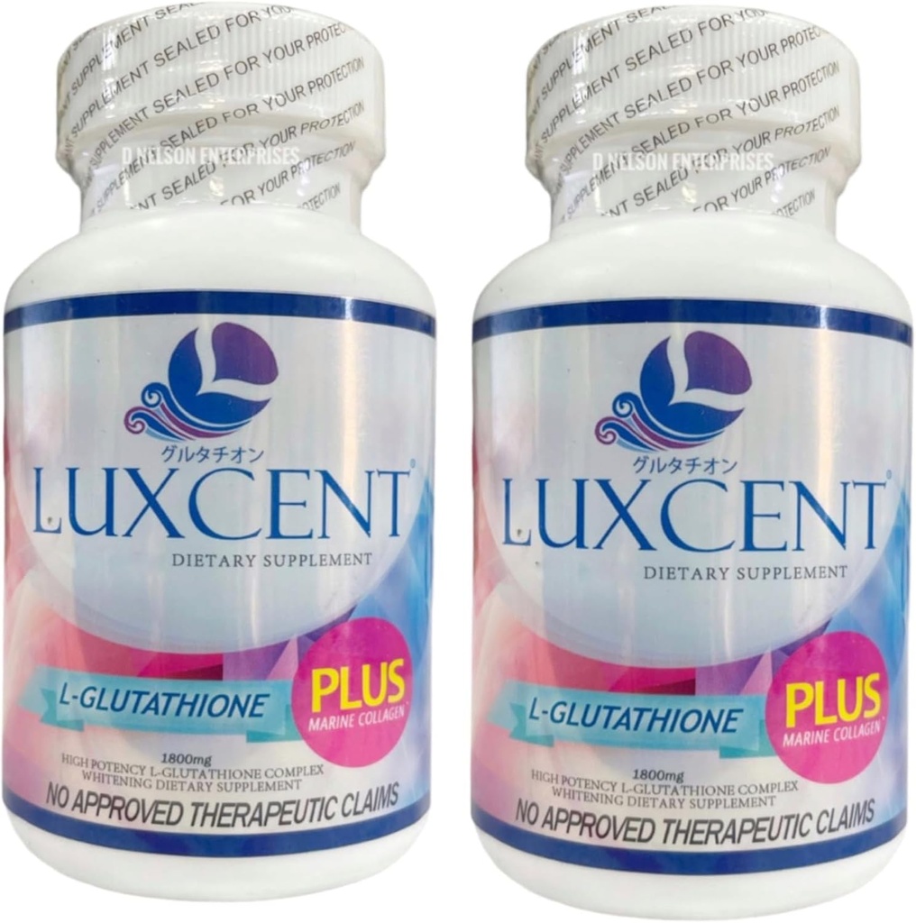 Generisk 2 flasker Luxcent Glutathione Plus kapsler 1800 mg, 60 greve