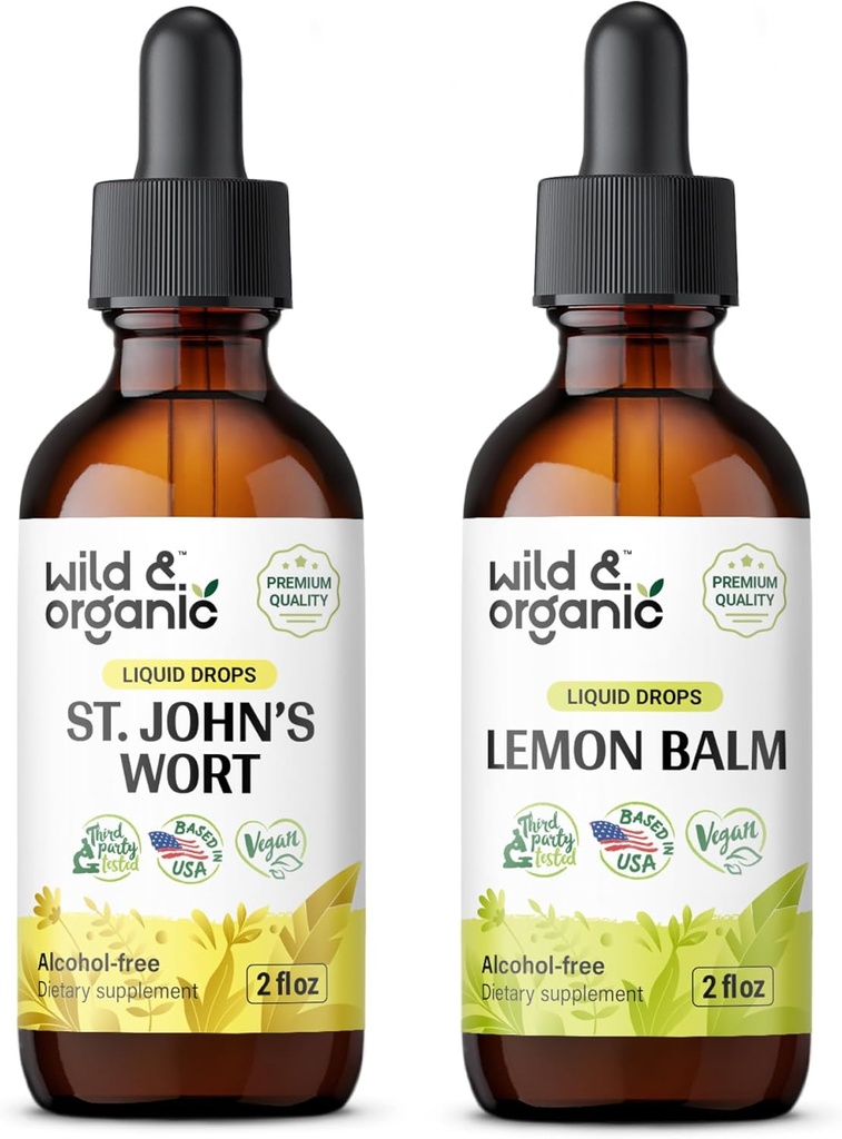 Wild & Organic St John's Wort Tinktur 2 fl oz & Lemon Balm Tinktur 2 fl oz