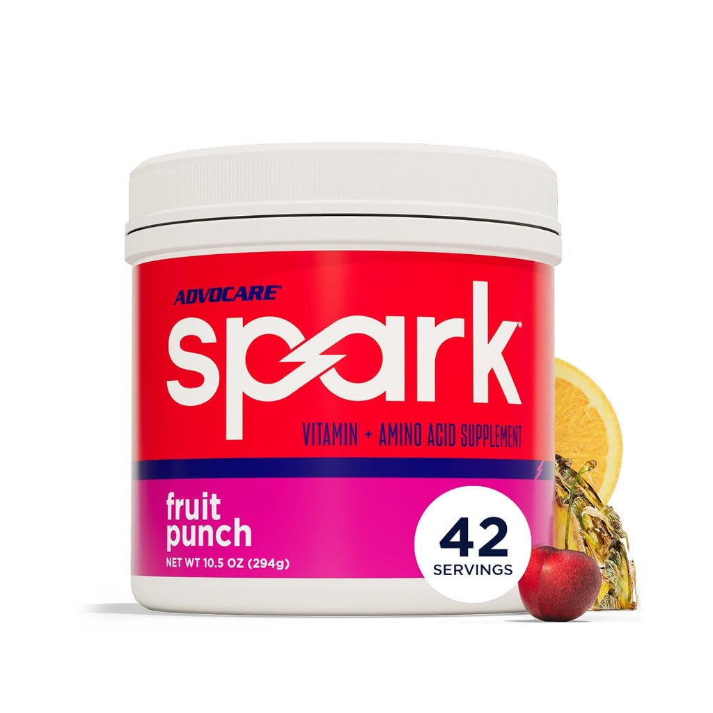 AdvoCare Spark - Energidrikk Mix - Vitamin & Aminosyre Supplement - Støtter energi og fokus - Portable Immune Support - Sukkerfri - Fruit Punch, (10,5 oz)