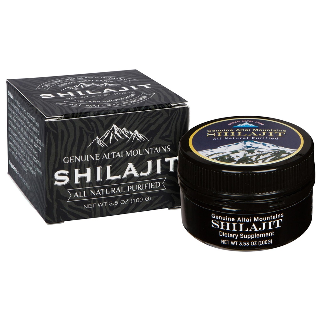 Sayan Pure Shilajit Resin 3.5oz/100g, 660 Serveringer - Potent organisk Fulvic Acid Supplement - støtter immunsystem, minne, fokus, og gir naturlig energi, Detox - Vegan, ikke-GMO