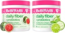 Belli Welli Daily Fiber Supplement Bundle - Cucumber Lime Mint & Watermelon - med kollagen, probiotika og elektrolytter - Forfriskende velvære Flavors, 32 Total Services