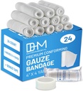 D&H Medisinsk pakke med 24 Gauze Bandage Roll 4 Inches x 4 Yards - Medisinsk Gauze Wrap for sår omsorg - enkel å bruke bomulls Gauze Rolls for hånd Wrap kjole ankler & knees