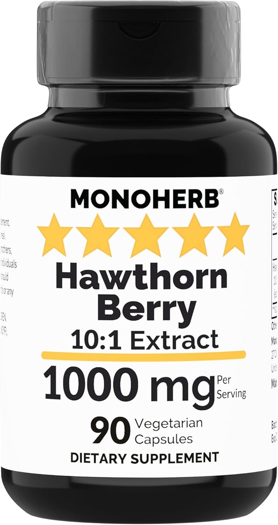 MONOHERB Hawthorn Berry Extract 1000 mg - 90 vegetariske kapsler