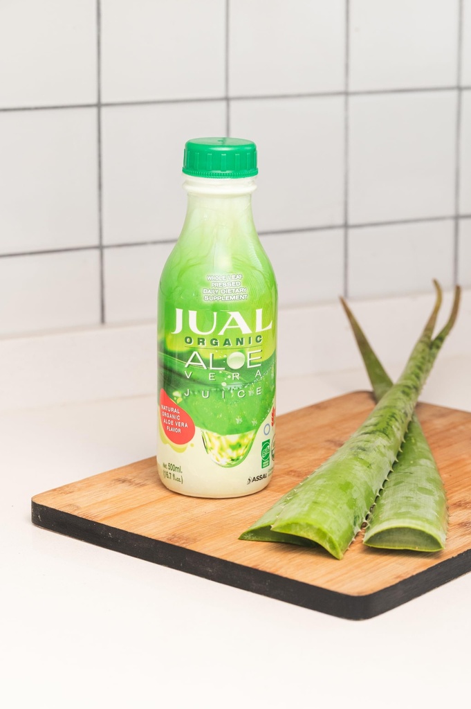 JUAL 100% ren organisk aloe Vera Juice – null sukker, aloin-fri – naturlig flavor – vegansk detox funksjonell drikke – 16.7 Fl Oz (500ml)