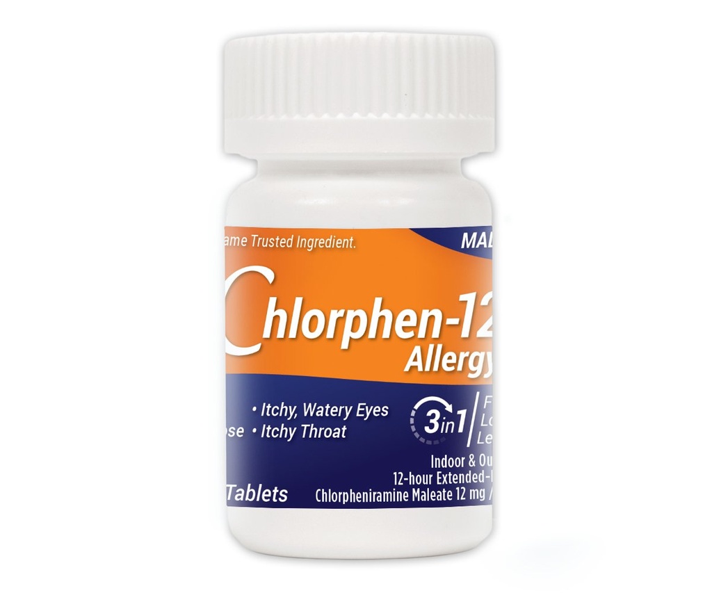 Klorfeniramin Maleate Extended Release, 12 Mg , 60 tabletter