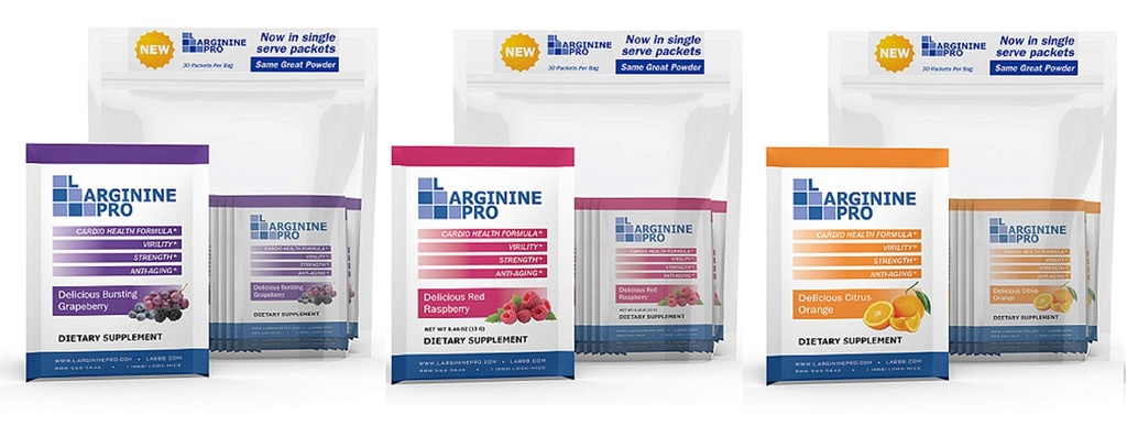 L-ARGININE PRO Supplement pulver ® 90 pakker enkelt servere reise størrelse | 5,500mg L-arginin pluss 1,100mg L-Citrullin, bringebær, oransje og korn