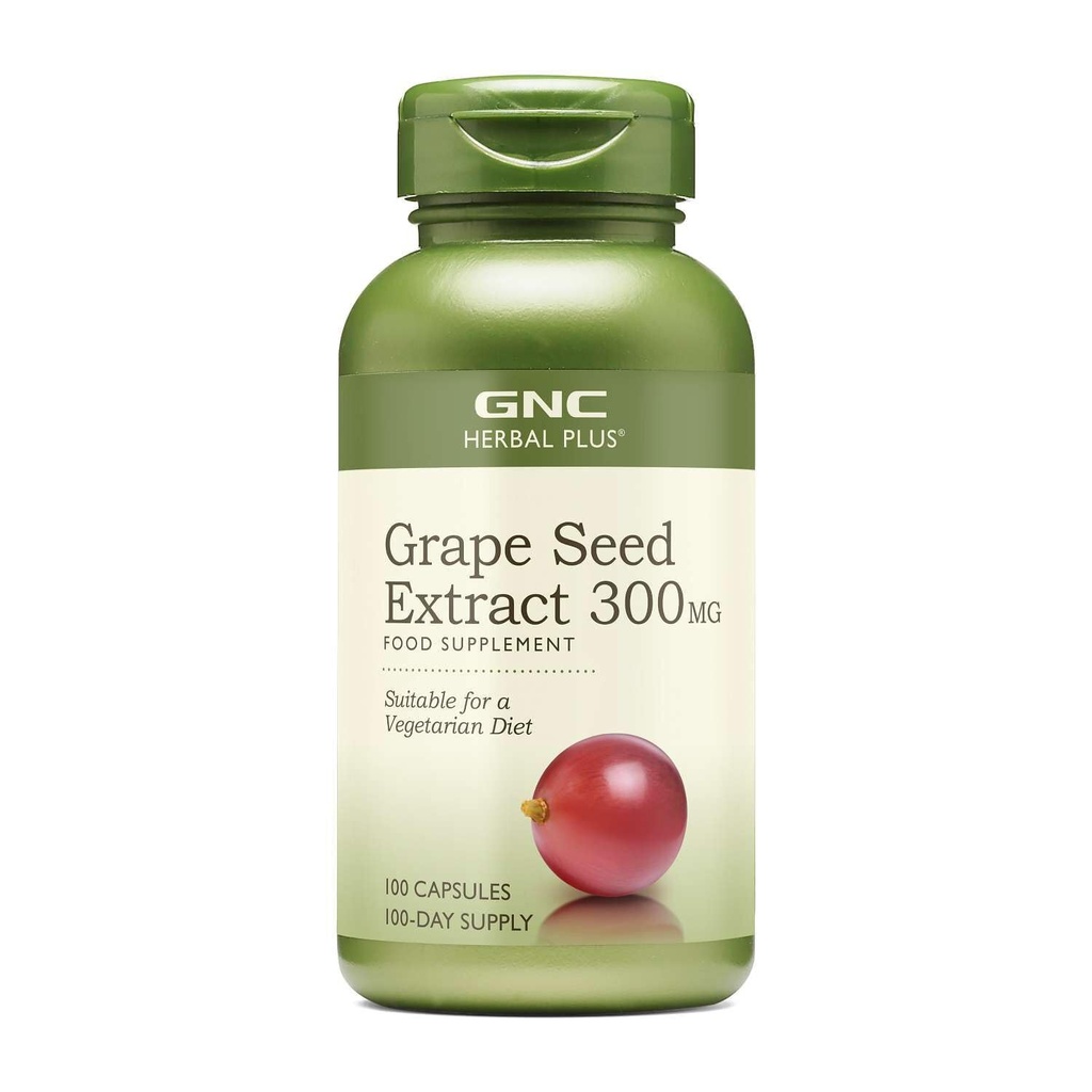 GNC Herbal Plus Grape Seed Extract 300mg Supplement, vegetarisk, 100 serveringer