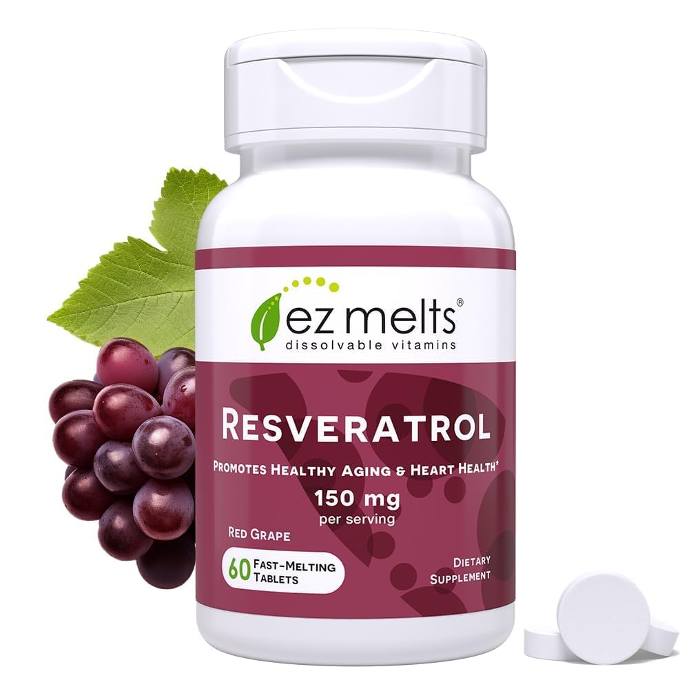 EZ Smelter Oppløselig Resveratrol Supplement 150 mg, sukker-fri, 1-måneds forsyning - 1 pakke