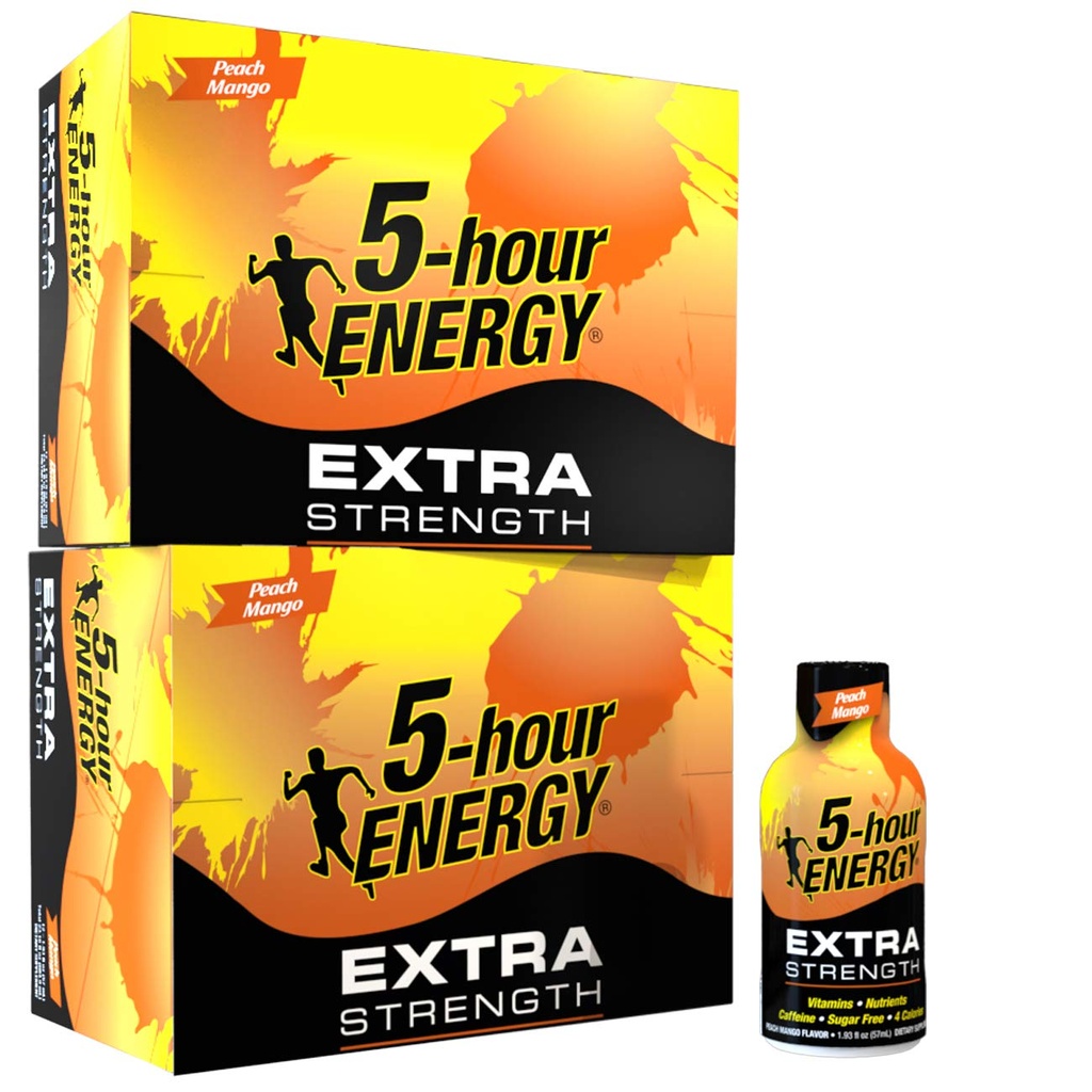 5-timers energi Shot, Extra styrke Peach Mango, 1,93 Ounce, 24 greve