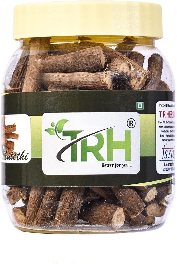 TRH Mulethi Root Stick |Mulethi Liquorice |Glycyrhiza glabra|mulethi for kropp, hud og hår (200 gm) Pakke med (1 x 200gm)