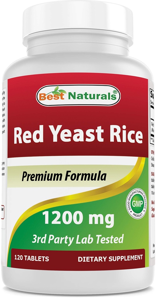 Beste Naturals Red Yeast Rice 1200 mg (Non-GMO) 120 tabletter - Ikke irradiert, Citrinfri