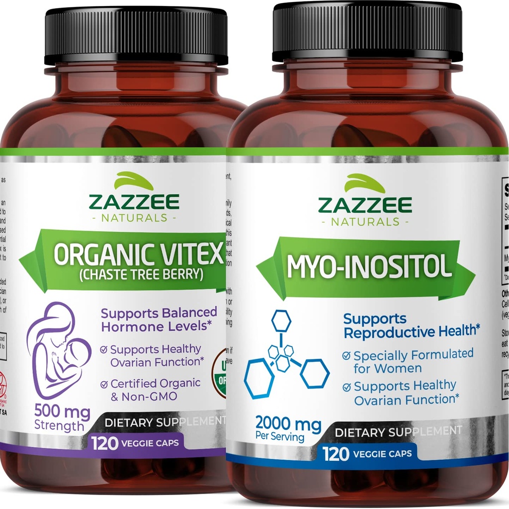 Zazzee Myo-Inositol Kapsler og USDA Organic Vitex Capsules, Vegan, Ikke-GMO og Alt-Naturlig