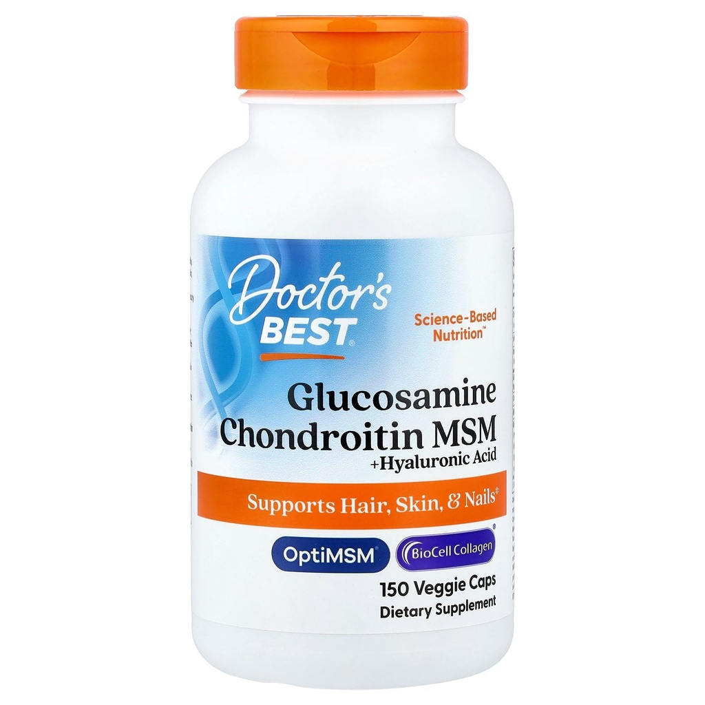 Legens beste Glukosamine Chondroitin MSM + Hyaluronsyre med OptiMSM med biocelle kollagen, felles støtte, ikke-GMO, Gluten og soya gratis, 150 Caps