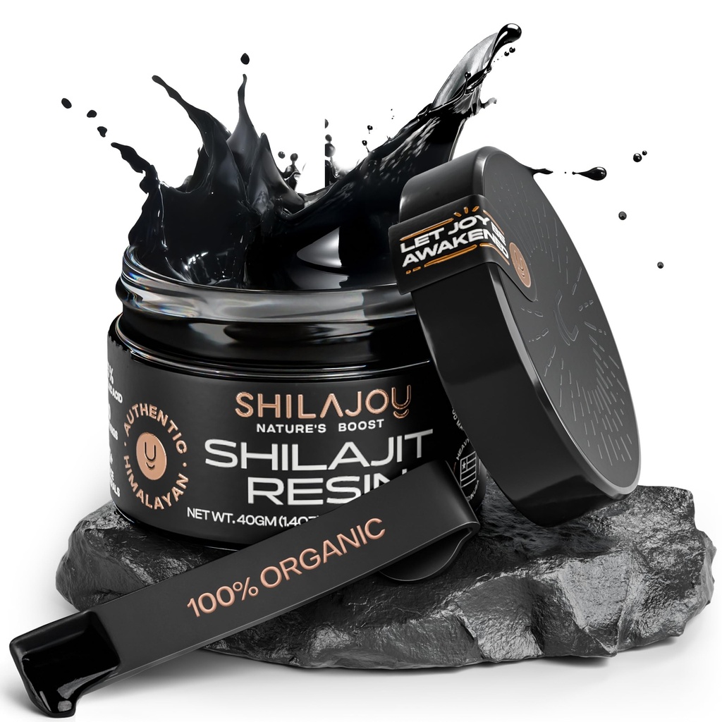 Organic Shilajit Resin for menn og kvinner - ren Himalayan gullklasse med > 75% Fulvic Acid og 85+ Spor Mineraler, US Lab testet, energiforsterket og immunstøtte (40gm - 80 serveringer)
