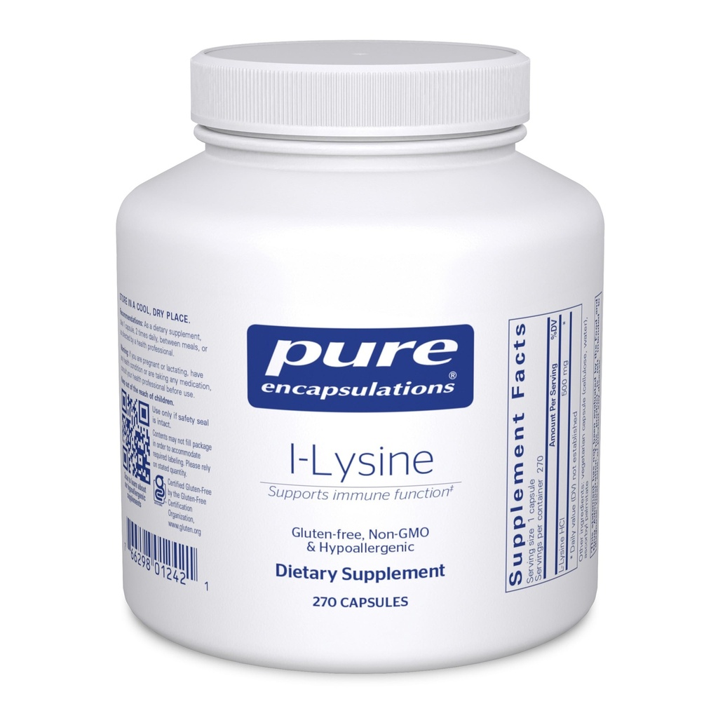 Ren innkapslinger L-Lysine - essensiell Aminosyre Supplement for immunstøtte og gum, Lip Helse * - med L-Lysine HCl - 270 kapsler