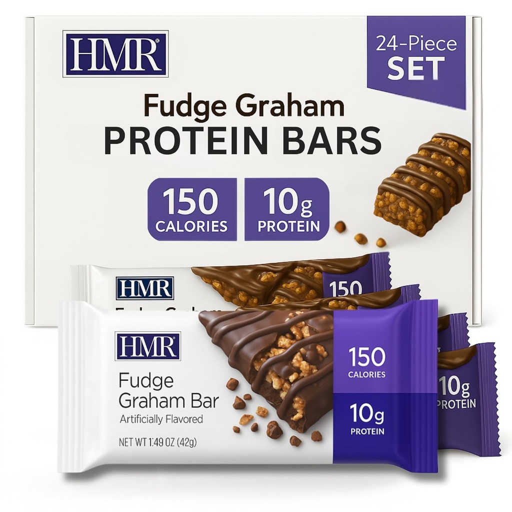 HMR Fudge Graham Protein Bar ® Nutritious Snack å støtte vekt vedlikehold ® Lav Calorie Dessert ® 10g protein ® 24 Count