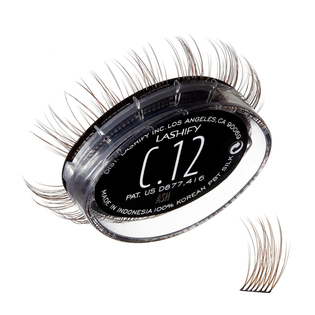 Lashify Curl 12mm Gossamer Eyelash utvidelser Påfyll, askefarge, DIY falske visker for et naturlig utseende