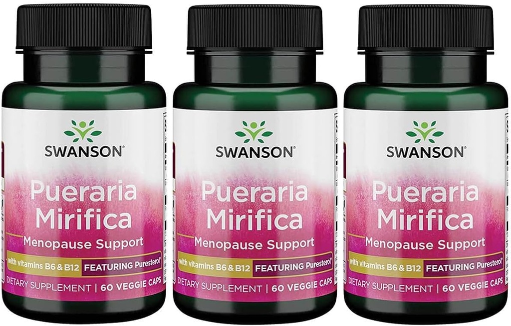 Swanson Pueraria Mirifica med B6 '&' B12 - Med puresterol 60 Veg Caps 3 Pakke