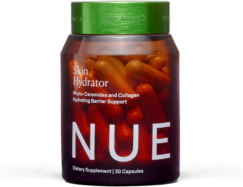 Nue Co. hud HYDRATOR Supplement, inneholder hydrolysert kollagen, aloe og hyaluronsyre, glutenfri, 30 kapsler