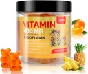 Vitamin B2 Gummies, Vitamin B2 Riboflavin Gummies 400 mg med magnesium & Coq10, Migrenelief og hodepine Relief, for barn og voksne, 90 Chewable Gummies (1)