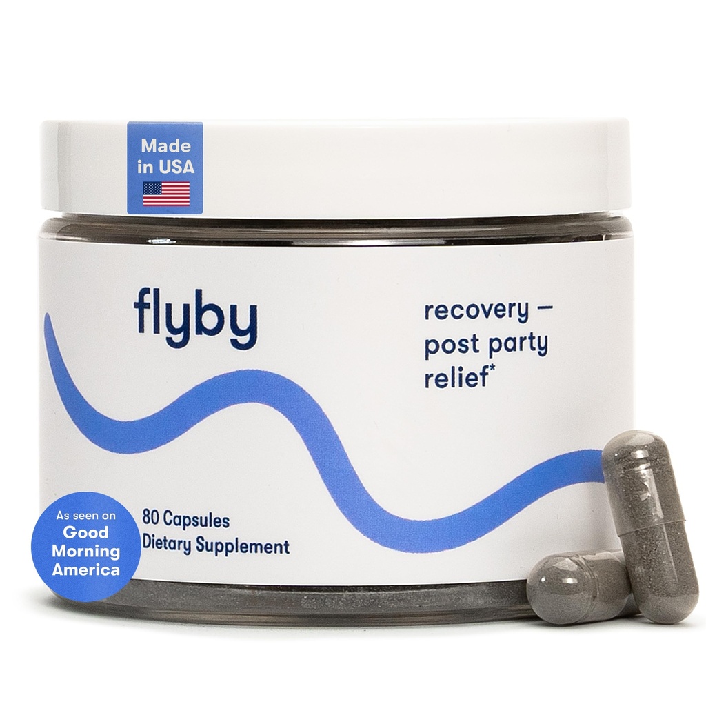 Flyby Recovery Supplement - All the Hang, Uten Over!TM - med Melke Thistle, Vitamin C, Aktivert Charcoal, og Apple Cider Vinegar - Pre & Post Drikke formel (80 Count)