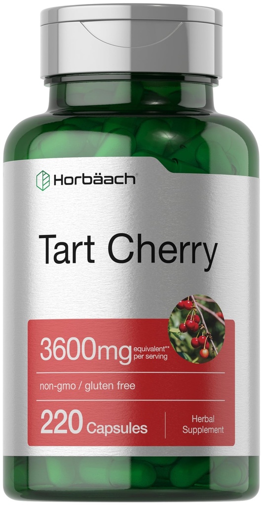 Horbäach Tart Cherry Extract Capsules | 3600mg | 220 piller ikke-GMO, Glutenfri | Tradisjonell Herbal Supplement
