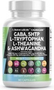 Clean Nutraceuticals GABA 750mg 5 HTP 200mg L Tryptophan 500mg L Theanine 200mg Ashwagandha SAM-e L-Glycine - Mood Support Vitaminer for kvinner og menn med L-tyrosin 5-HTP (5-hydroxytryptophan)