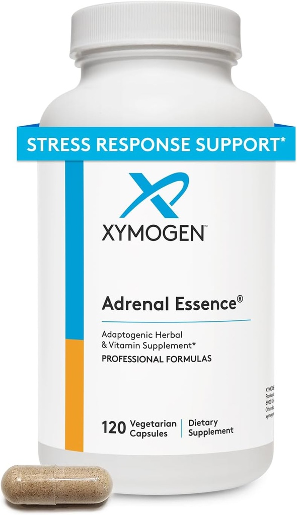 XYMOGEN Adrenal Essense - Adrenal støtte med Adaptogene urter (Cordyceps, Rhodiola ekstrakt, Ginseng) + B vitaminer - Hjelper støtte sunn energinivå og sunn immunfunksjon (120 kapsler)