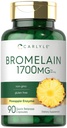 Carlyle Bromelain 1700 mg 90 kapsler | Pineapple Enzyme Supplement | Ikke-GMO og Glutenfri