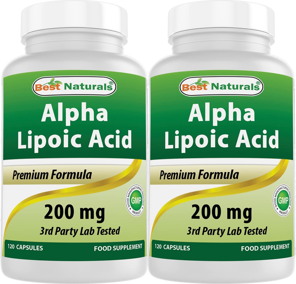 Beste Naturals Alpha Lipoic Acid 200 Mg 120 kapsler (120 greve (pakke på 2))