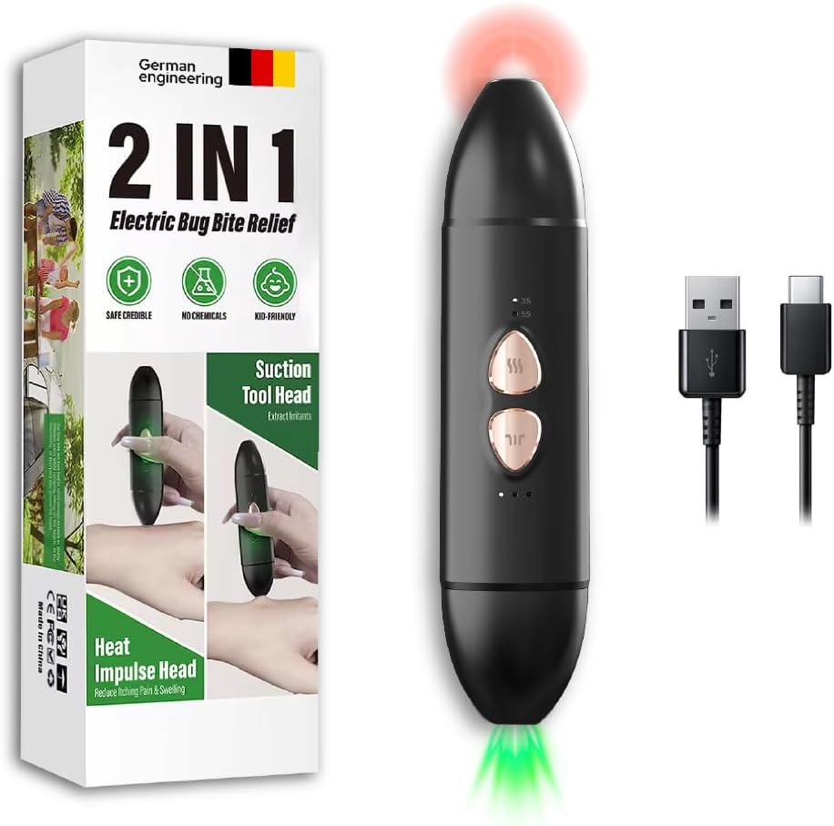 Insekt Bite Relief Pen – Kjemisk-fri varmeterapi for mosquito Bites & Bee Stings | Bærbar, Reusable & Kids-Safe | Øyeblikk og heving Relief