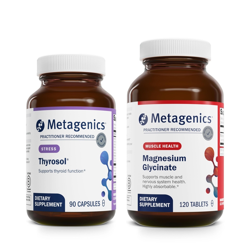 Metagenis Bundle - Thyrosol & Magnesium Glycinat - 90 Antall Thyrosol for Thyroid Helse - 120 Tabletter av Magnesium Glycinat for nervesystem støtte