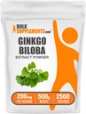BulkSupplements.com Ginkgo Biloba Ekstrakt pulver - fra Ginkgo Biloba Leaf, Antioksidant Kilde, Herbal Supplement - Glutenfri, 200 mg per servering, 500g (1,1 lbs) (Pack of 1)