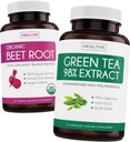 Beet Root & Green Tea Extract (2-week Supply) Beet & Tea Power Mix - Organic Beet Root med svart pepper for absorpsjon 1250 mg (30 tabletter) & Grønn Te Extract 98% med EGCG 1000mg per server (30 caps)