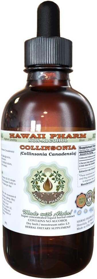 Collinsonia alkohol-fri flytende ekstrakt, Collinsonia (Collinsonia Canadensis) tørket rot glyceritt Hawaii Pharm Naturlig Herbal Supplement 4 oz