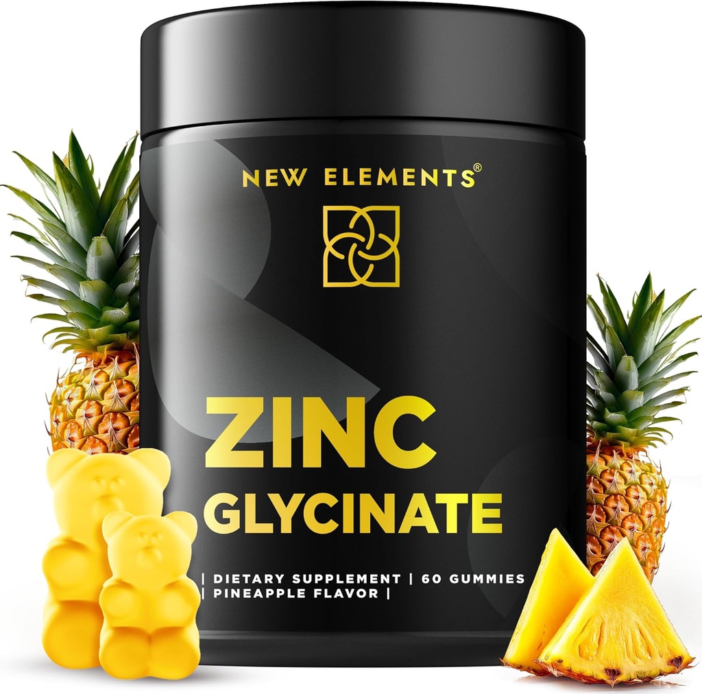 Zink Glycinate Gummies for voksne | Zink Kosttilskudd 50mg | Støtter immunhelse | Metabolisme | Hudpleie Supplement | Vegan | Ikke-GMO | Glutenfri | Naturlig Pineapple Flavor | av nye elementer
