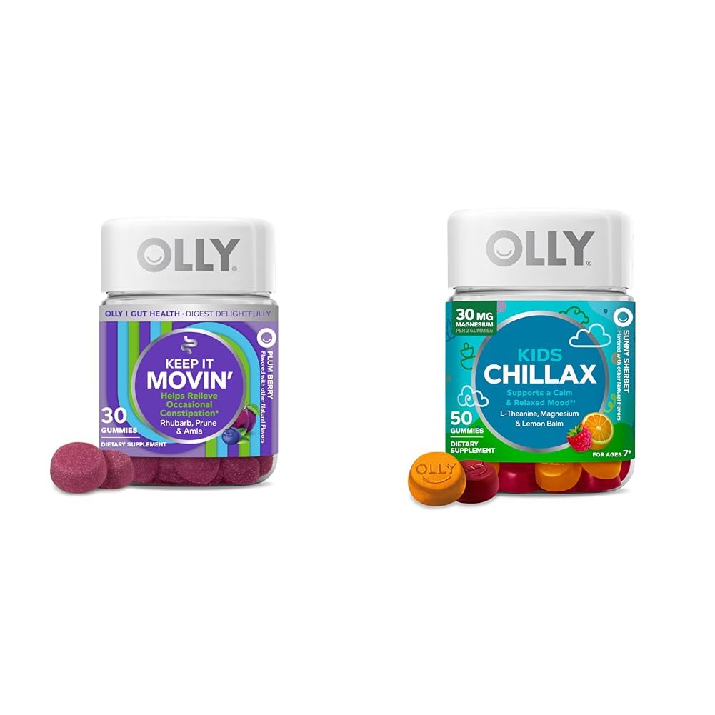 OLLY Stivelse Relief Gummies 30ct + Chillax Kids Rolig Chews 50ct