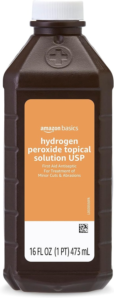 Grunnleggende Hydrogen Peroksyd Topical Solution USP, førstehjelpsantiseptikum for Cuts, Scrapes og sår Disinfeksjon, 16 fl oz, pakke med 1 (tidligere Solimoi)