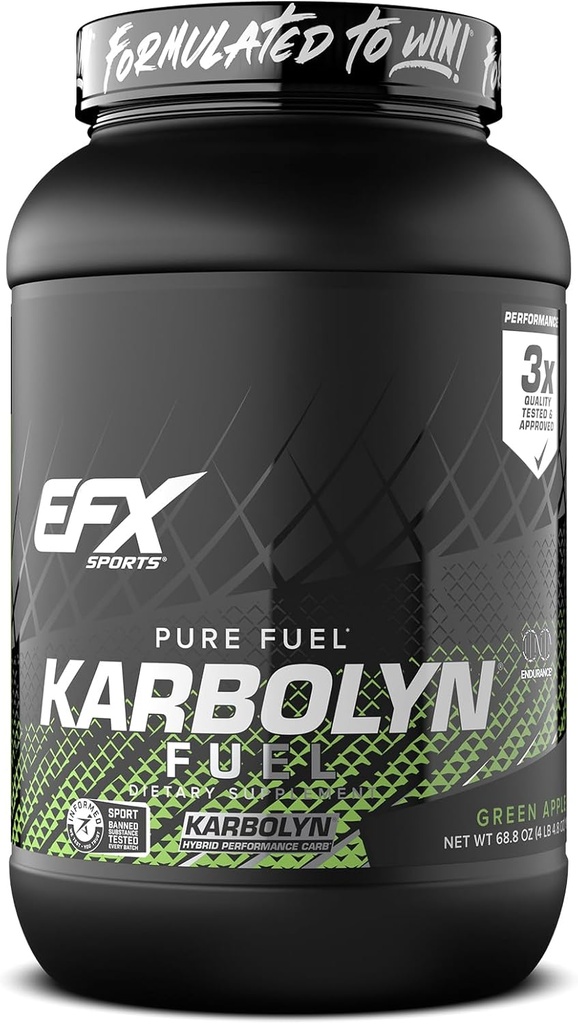 EFX Sports Karbolyn Drivstoff | Fastabsorberende karbohydrat pulver | Karbohydrat belastning, disponert energi, Quick Recovery | Stimulant gratis | 35 Serveringer (grønn Apple)